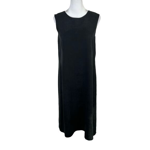 Tommy Bahama Black Silk Sleeveless Shift Dress Small Palm Tree Burnout Tropical - Picture 1 of 5